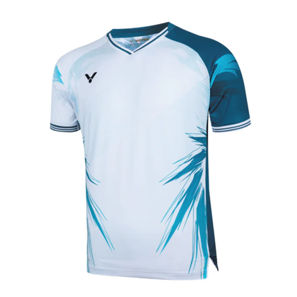 Victor Lee Zii Jia Unisex Game T-Shirt- T-50007AF [White/Blue] - Badminton Corner